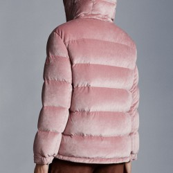 2022 Moncler Holostee Kort Hætte Jakke Dame Dunfrakke Vinterjakke Pink