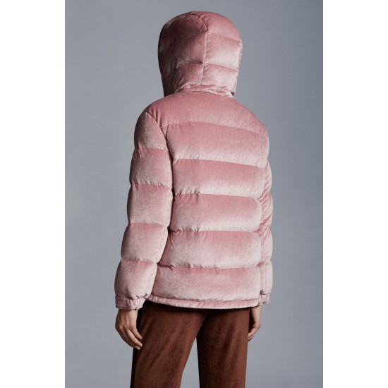 2022 Moncler Holostee Kort Hætte Jakke Dame Dunfrakke Vinterjakke Pink