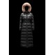 2022 Moncler Hudson Parka Fur Collar Hætte Lang Jakke Dame Dunfrakke Vinterjakke Sort