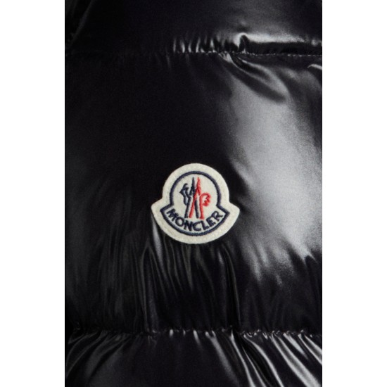 2022 Moncler Hudson Parka Fur Collar Hætte Lang Jakke Dame Dunfrakke Vinterjakke Sort