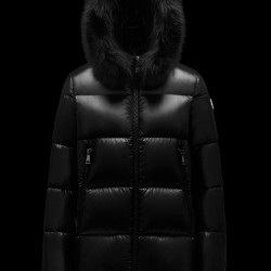 2022 Moncler Laiche Parka Kort Jakke Dame Fur Hætte Collar Dunfrakke Vinterjakke Sort