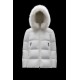 2022 Moncler Laiche Parka Kort Jakke Dame Fur Hætte Collar Dunfrakke Vinterjakke Off hvid