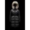 2022 Moncler Lalteron Parka Fur Collar Hætte Lang Jakke Dame Dunfrakke Vinterjakke Sort