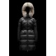 2022 Moncler Lalteron Parka Fur Collar Hætte Lang Jakke Dame Dunfrakke Vinterjakke Sort