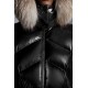 2022 Moncler Lalteron Parka Fur Collar Hætte Lang Jakke Dame Dunfrakke Vinterjakke Sort