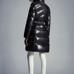 2022 Moncler Lalteron Parka Fur Collar Hætte Lang Jakke Dame Dunfrakke Vinterjakke Sort