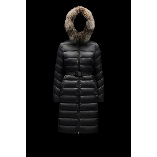 2022 Moncler Leersie Parka Fur Collar Lang Jakke Dame Dunfrakke Vinterjakke Dark Grå