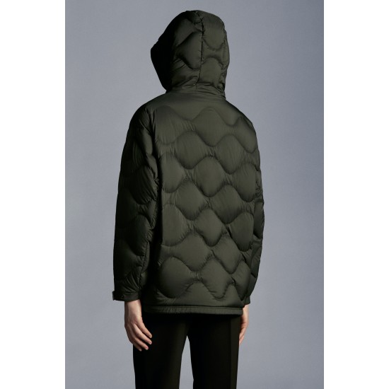 2022 Moncler Lepturus Parka Kort Jakke Dame Fur Hætte Collar Dunfrakke Vinterjakke Army Grøn