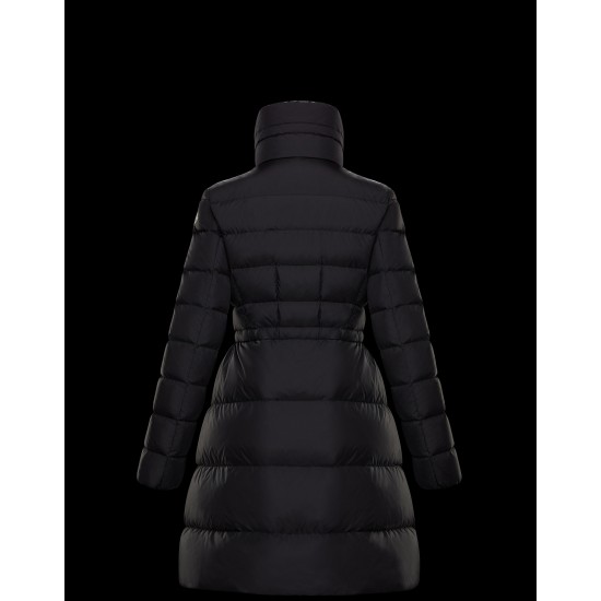 2022 Moncler Malban Parka Lang Jakke Dame Waist Dunfrakke Vinterjakke Sort