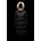 2022 Moncler Marrionnier Parka Fur Hætte Collar Lang Jakke Dame Dunfrakke Vinterjakke Sort