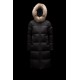 2022 Moncler Marrionnier Parka Fur Hætte Collar Lang Jakke Dame Dunfrakke Vinterjakke Sort