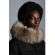 2022 Moncler Marrionnier Parka Fur Hætte Collar Lang Jakke Dame Dunfrakke Vinterjakke Sort