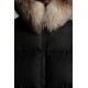 2022 Moncler Marrionnier Parka Fur Hætte Collar Lang Jakke Dame Dunfrakke Vinterjakke Sort