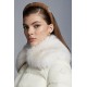 2022 Moncler Meaban Fur Collar Kort Jakke Dame Dunfrakke Vinterjakke hvid