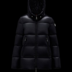 2022 Moncler Seritte Parka Kort Jakke Dame Dunfrakke Vinterjakke Night blå