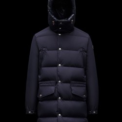 MONCLER Commercy Lang Jakke Herrer Hætte Dunfrakke vinterjakker Night blå