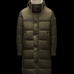 MONCLER Harel Lang Jakke Herrer Hætte Dunfrakke vinterjakker Reversible Army Grøn 