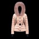 Moncler GRENOBLE Kort Nylon Plain Logo Dame Hætte Ski Jakkes With Fur Collar Pink