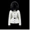 Moncler GRENOBLE Kort Nylon Plain Logo Dame Hætte Ski Jakkes With Fur Collar hvid