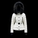 Moncler GRENOBLE Kort Nylon Plain Logo Dame Hætte Ski Jakkes With Fur Collar hvid