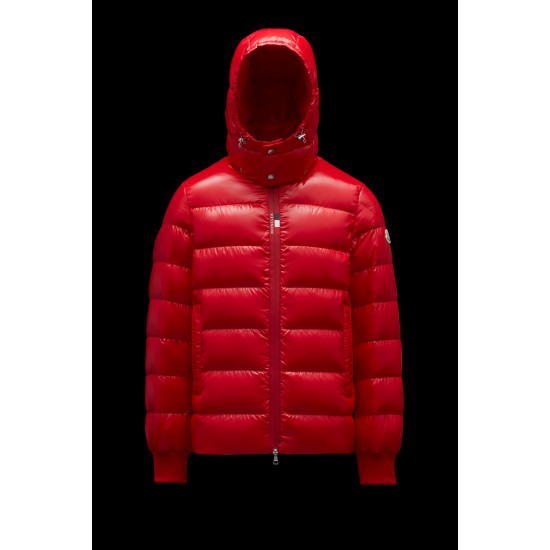 2022 Moncler Cuvellier Kort Dunjakke Herrer Vinter Puffer Dunfrakke Overtøj Scarlet Rød