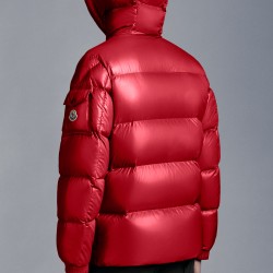 2022 Moncler Ecrins Kort Dunjakke Herrer Vinter Hætte Puffer Dunfrakke Overtøj Scarlet Rød