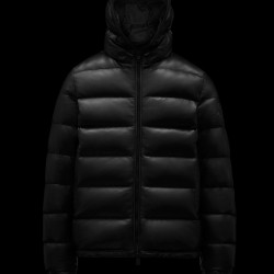 2022 Moncler Gebroulaz Padded Leather Puffer Jackets Kort Dunjakke Herrer Dunfrakke Vinter overtøj Sort