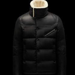 2022 Moncler Leo Dunjakke Herrer Motorcycle Jacket Vinter Kort Coat Sort