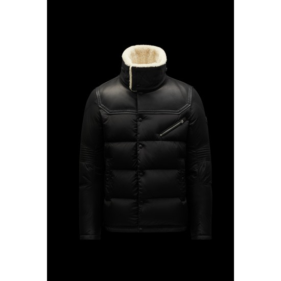 2022 Moncler Leo Dunjakke Herrer Motorcycle Jacket Vinter Kort Coat Sort