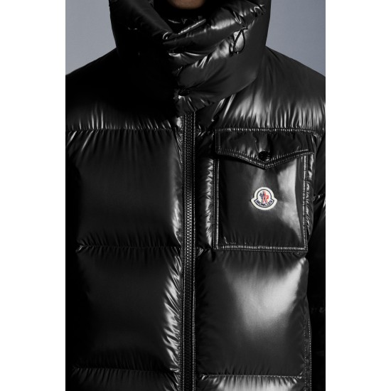 2022 Moncler Montbeliard Outdoor Kort Dunjakke Herrer Vinter Hætte Puffer Dunfrakke Overtøj Sort