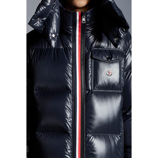 2022 Moncler Montbeliard Outdoor Kort Dunjakke Herrer Vinter Hætte Puffer Dunfrakke Overtøj Natteblå