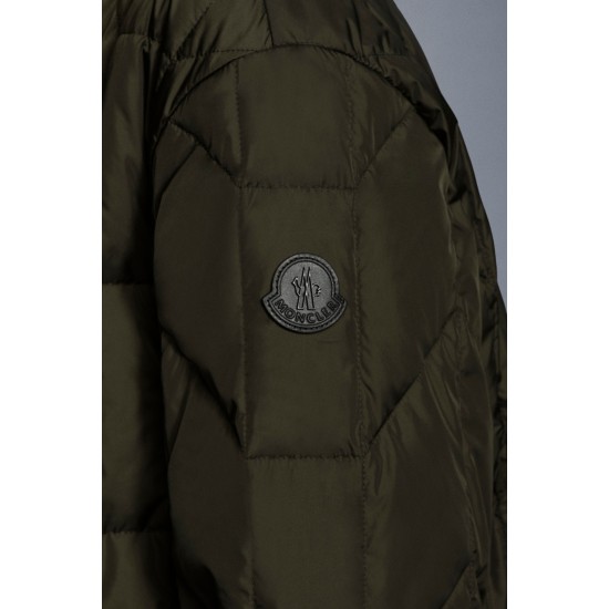 2022 Moncler Moreau Casual Kort Dunjakke Herrer Dunfrakke Zip Up Vinter overtøj militærgrøn