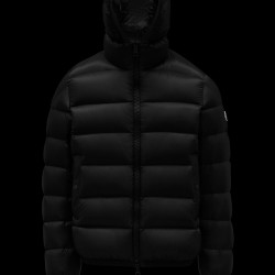 2022 Moncler Myosotis Kort Dunjakke Hætte Herrer Dunfrakke Zip Up Vinter overtøj Sort