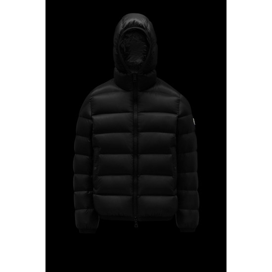 2022 Moncler Myosotis Kort Dunjakke Hætte Herrer Dunfrakke Zip Up Vinter overtøj Sort