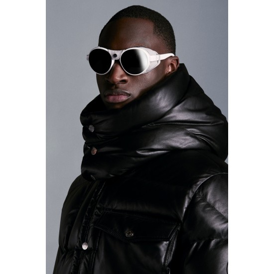 2022 Moncler Promio Leather Jacket Casual Kort Dunjakker Herrer Dunfrakke Vinter overtøj Sort