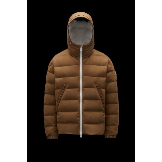 2022 Moncler Vabb Kort Dunjakke Herrer Zip Up Hætte Dunfrakke Steel Lyserød Rustic