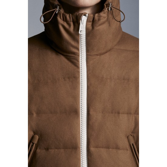 2022 Moncler Vabb Kort Dunjakke Herrer Zip Up Hætte Dunfrakke Steel Lyserød Rustic