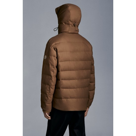 2022 Moncler Vabb Kort Dunjakke Herrer Zip Up Hætte Dunfrakke Steel Lyserød Rustic