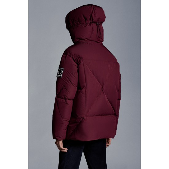 2022 Moncler Vercel Kort Dunjakke Herrer Zip Up Hætte Dunfrakke Burgundy Rød