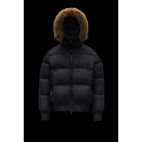 2022 Moncler Veyre Fur Hætte Jacket Casual Kort Purffer Dunjakker Herrer Dunfrakke Vinter overtøj Sort