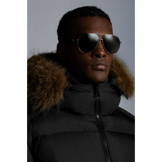 2022 Moncler Veyre Fur Hætte Jacket Casual Kort Purffer Dunjakker Herrer Dunfrakke Vinter overtøj Sort