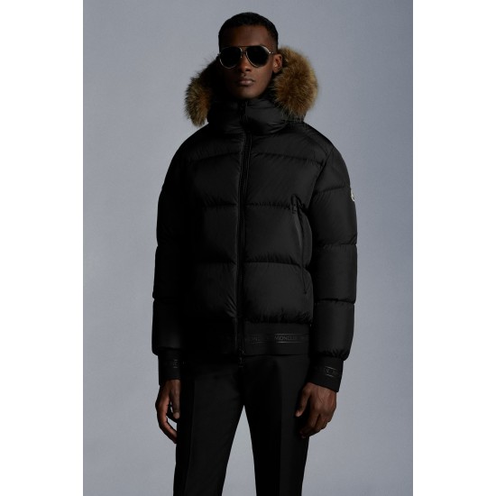 2022 Moncler Veyre Fur Hætte Jacket Casual Kort Purffer Dunjakker Herrer Dunfrakke Vinter overtøj Sort