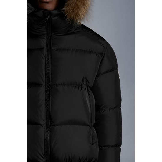 2022 Moncler Veyre Fur Hætte Jacket Casual Kort Purffer Dunjakker Herrer Dunfrakke Vinter overtøj Sort