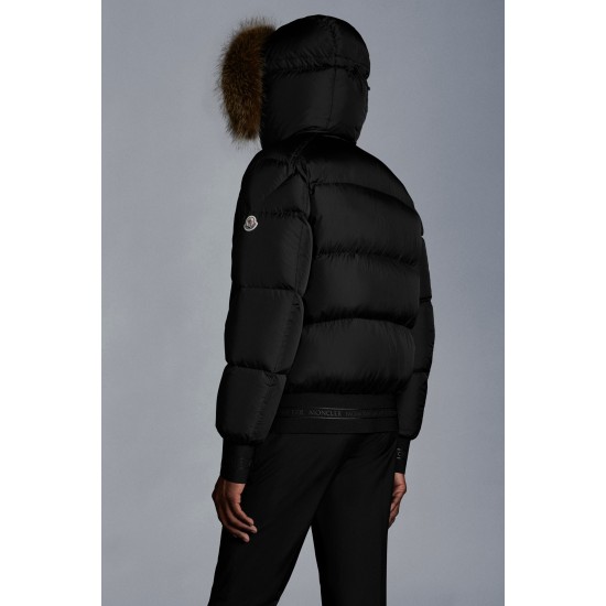 2022 Moncler Veyre Fur Hætte Jacket Casual Kort Purffer Dunjakker Herrer Dunfrakke Vinter overtøj Sort