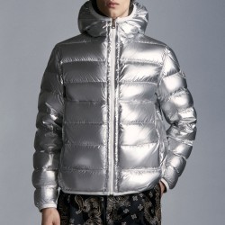 MONCLER Freville Dunjakke Herrer Hætte Puffer Dunfrakke Vinter overtøj Reversible Off hvid Silver