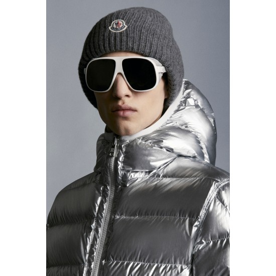 MONCLER Freville Dunjakke Herrer Hætte Puffer Dunfrakke Vinter overtøj Reversible Off hvid Silver