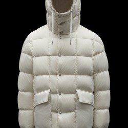 MONCLER Grimblat Kort Dunjakke Herrer Hætte Puffer Dunfrakke Vinter overtøj Ivory hvid