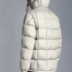 MONCLER Grimblat Kort Dunjakke Herrer Hætte Puffer Dunfrakke Vinter overtøj Ivory hvid