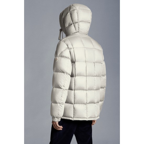 MONCLER Grimblat Kort Dunjakke Herrer Hætte Puffer Dunfrakke Vinter overtøj Ivory hvid