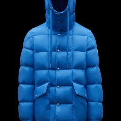 MONCLER Grimblat Kort Dunjakke Herrer Hætte Puffer Dunfrakke Vinter overtøj Sky Blå